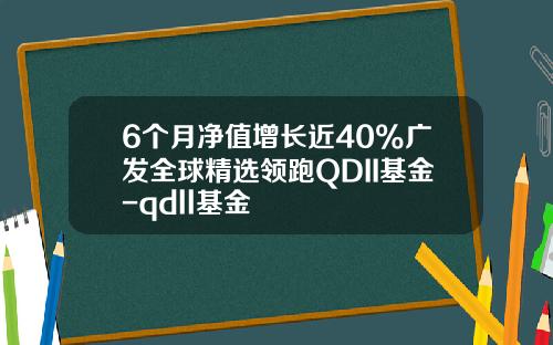 6个月净值增长近40%广发全球精选领跑QDII基金-qdll基金