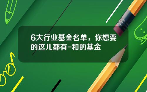6大行业基金名单，你想要的这儿都有-和的基金