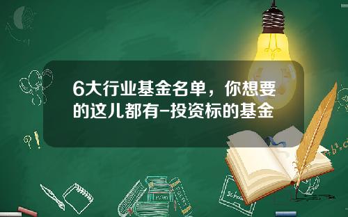 6大行业基金名单，你想要的这儿都有-投资标的基金