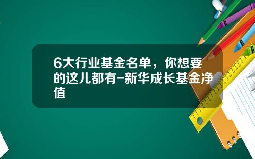 6大行业基金名单，你想要的这儿都有-新华成长基金净值
