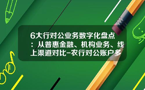 6大行对公业务数字化盘点：从普惠金融、机构业务、线上渠道对比-农行对公账户多少位