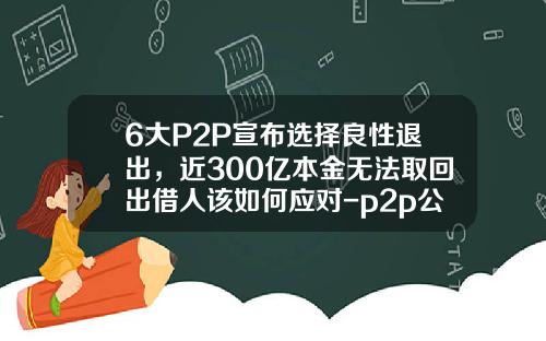 6大P2P宣布选择良性退出，近300亿本金无法取回出借人该如何应对-p2p公司列表