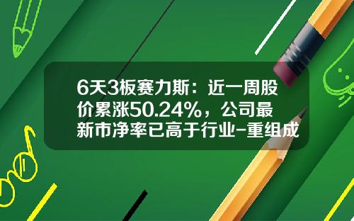 6天3板赛力斯：近一周股价累涨50.24%，公司最新市净率已高于行业-重组成功的股票涨多少