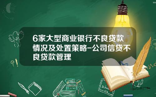 6家大型商业银行不良贷款情况及处置策略-公司信贷不良贷款管理