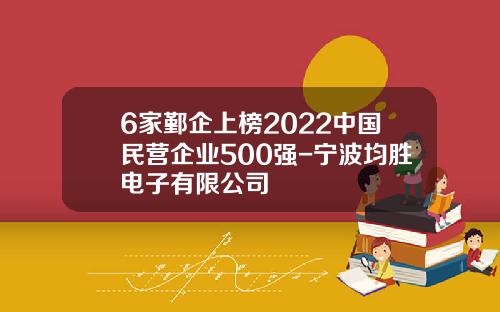 6家鄞企上榜2022中国民营企业500强-宁波均胜电子有限公司