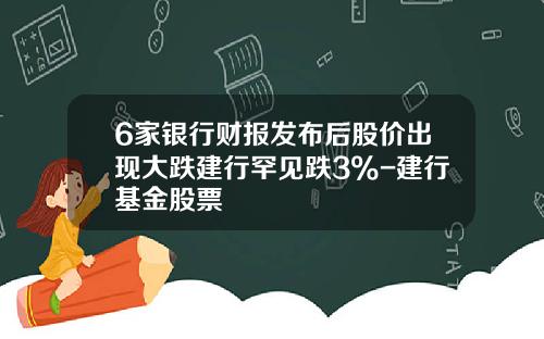 6家银行财报发布后股价出现大跌建行罕见跌3%-建行基金股票