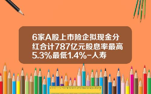 6家A股上市险企拟现金分红合计787亿元股息率最高5.3%最低1.4%-人寿分红险每年分红多少