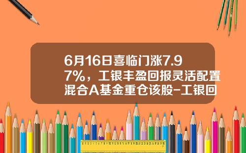 6月16日喜临门涨7.97%，工银丰盈回报灵活配置混合A基金重仓该股-工银回报灵活配置基金