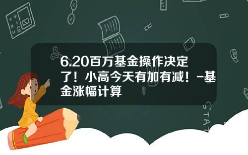 6.20百万基金操作决定了！小高今天有加有减！-基金涨幅计算