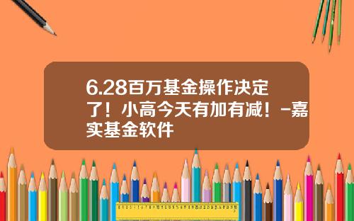 6.28百万基金操作决定了！小高今天有加有减！-嘉实基金软件