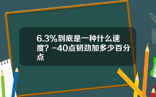6.3%到底是一种什么速度？-40点韧劲加多少百分点