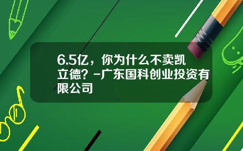 6.5亿，你为什么不卖凯立德？-广东国科创业投资有限公司
