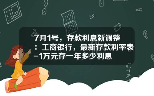 7月1号，存款利息新调整：工商银行，最新存款利率表-1万元存一年多少利息