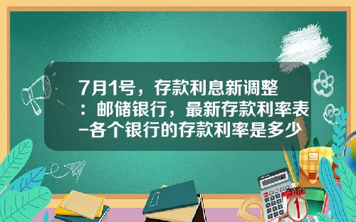7月1号，存款利息新调整：邮储银行，最新存款利率表-各个银行的存款利率是多少最新