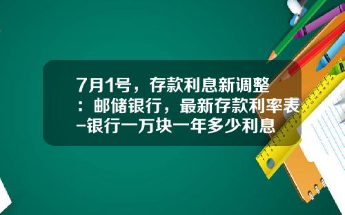 7月1号，存款利息新调整：邮储银行，最新存款利率表-银行一万块一年多少利息