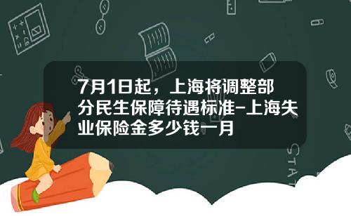 7月1日起，上海将调整部分民生保障待遇标准-上海失业保险金多少钱一月