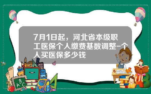 7月1日起，河北省本级职工医保个人缴费基数调整-个人买医保多少钱