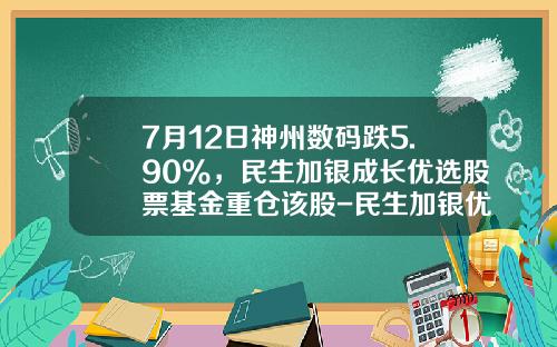 7月12日神州数码跌5.90%，民生加银成长优选股票基金重仓该股-民生加银优选股票基金