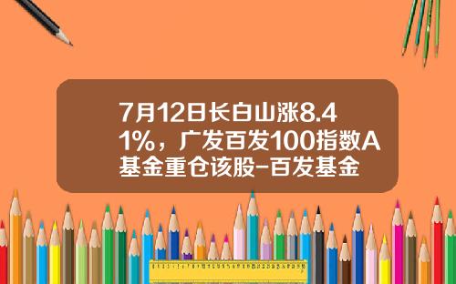 7月12日长白山涨8.41%，广发百发100指数A基金重仓该股-百发基金