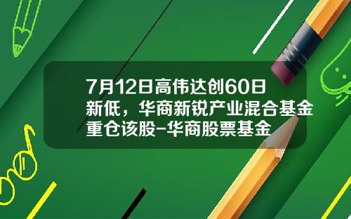 7月12日高伟达创60日新低，华商新锐产业混合基金重仓该股-华商股票基金