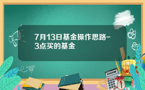 7月13日基金操作思路-3点买的基金
