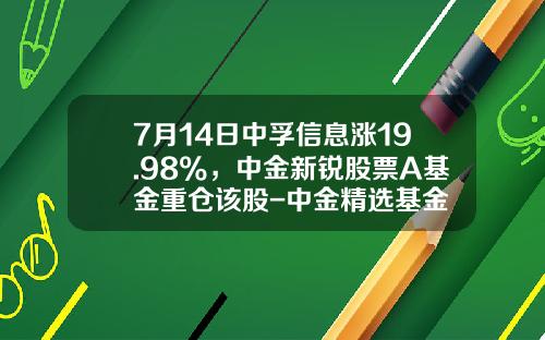 7月14日中孚信息涨19.98%，中金新锐股票A基金重仓该股-中金精选基金