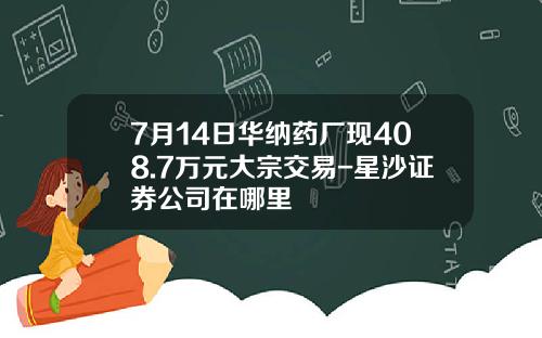 7月14日华纳药厂现408.7万元大宗交易-星沙证券公司在哪里