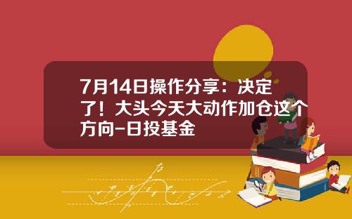 7月14日操作分享：决定了！大头今天大动作加仓这个方向-日投基金