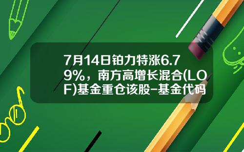 7月14日铂力特涨6.79%，南方高增长混合(LOF)基金重仓该股-基金代码11是什么