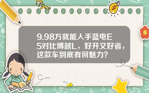 9.98万就能入手蓝电E5对比博越L，好开又好省，这款车到底有何魅力？