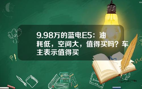 9.98万的蓝电E5：油耗低，空间大，值得买吗？车主表示值得买