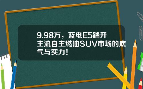 9.98万，蓝电E5踹开主流自主燃油SUV市场的底气与实力！