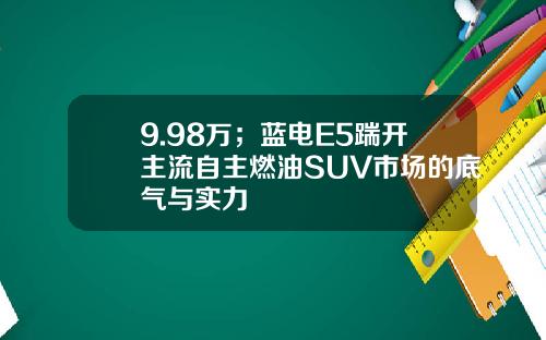 9.98万；蓝电E5踹开主流自主燃油SUV市场的底气与实力