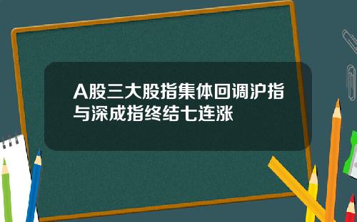 A股三大股指集体回调沪指与深成指终结七连涨