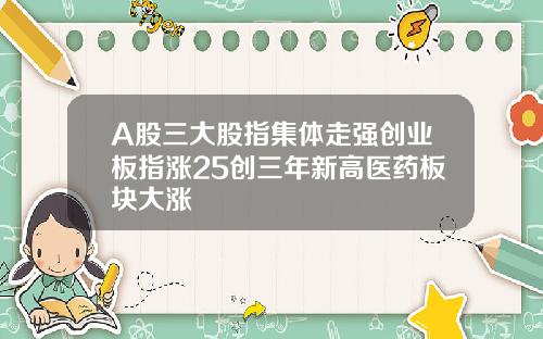 A股三大股指集体走强创业板指涨25创三年新高医药板块大涨