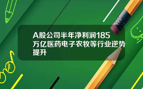 A股公司半年净利润185万亿医药电子农牧等行业逆势提升