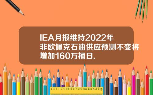 IEA月报维持2022年非欧佩克石油供应预测不变将增加160万桶日.