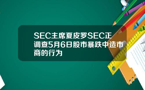 SEC主席夏皮罗SEC正调查5月6日股市暴跌中造市商的行为