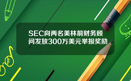 SEC向两名美林前财务顾问发放300万美元举报奖励