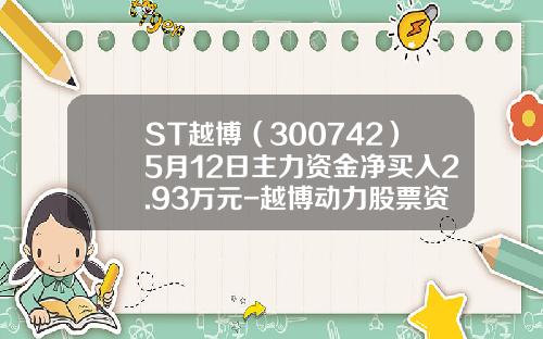 ST越博（300742）5月12日主力资金净买入2.93万元-越博动力股票资讯搜索