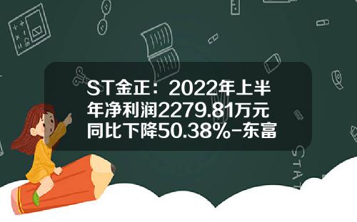 ST金正：2022年上半年净利润2279.81万元同比下降50.38%-东富基金
