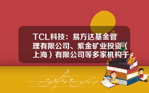 TCL科技：易方达基金管理有限公司、紫金矿业投资（上海）有限公司等多家机构于5月8日调研我司-云禧基金了