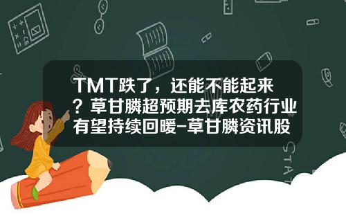 TMT跌了，还能不能起来？草甘膦超预期去库农药行业有望持续回暖-草甘膦资讯股票行情最新