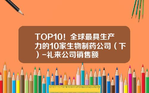 TOP10！全球最具生产力的10家生物制药公司（下）-礼来公司销售额