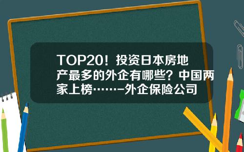 TOP20！投资日本房地产最多的外企有哪些？中国两家上榜……-外企保险公司