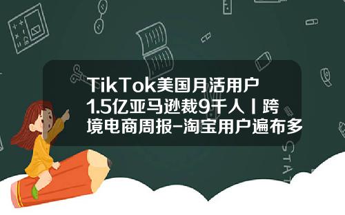 TikTok美国月活用户1.5亿亚马逊裁9千人丨跨境电商周报-淘宝用户遍布多少个国家
