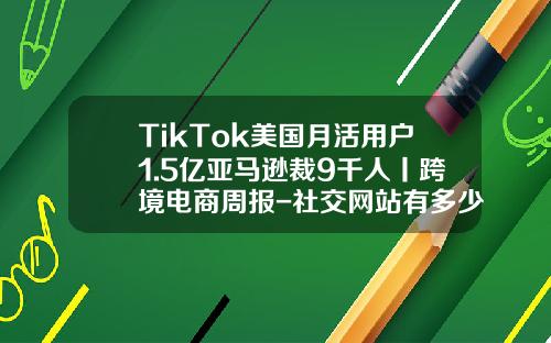 TikTok美国月活用户1.5亿亚马逊裁9千人丨跨境电商周报-社交网站有多少活跃的用户