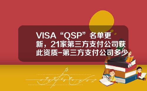 VISA“QSP”名单更新，21家第三方支付公司获此资质-第三方支付公司多少家