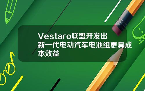 Vestaro联盟开发出新一代电动汽车电池组更具成本效益