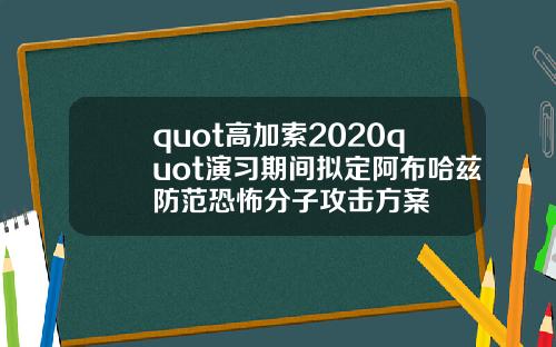 quot高加索2020quot演习期间拟定阿布哈兹防范恐怖分子攻击方案